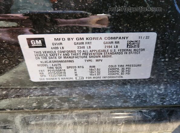 KL4CJESM9NB566865 2022 BUICK ENCORE Black Սալոնի 360 աստիճան տեսք