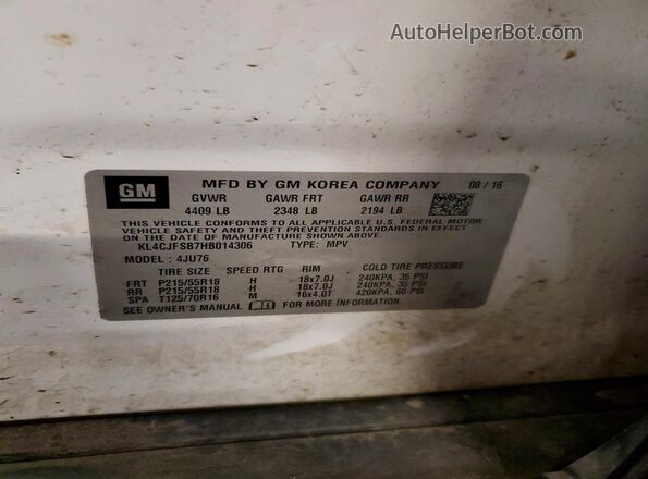 KL4CJFSB7HB014306 2017 BUICK ENCORE White VIN sticker view