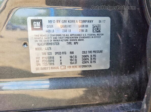 KL4CJFSB9HB197028 2017 BUICK ENCORE Gray 