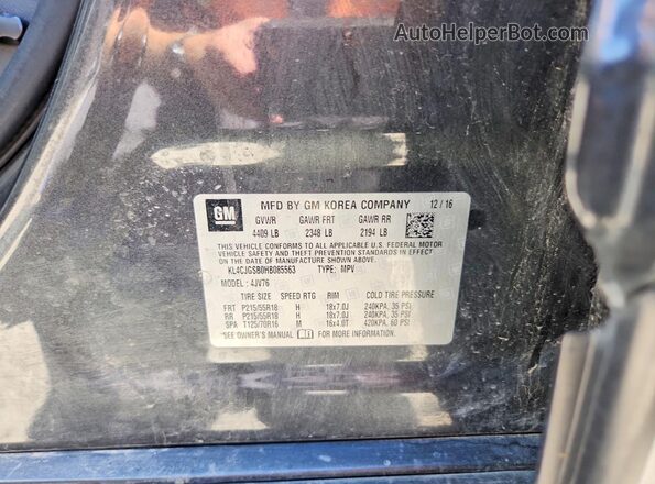 KL4CJGSB0HB085563 2017 BUICK ENCORE Charcoal Սալոնի 360 աստիճան տեսք