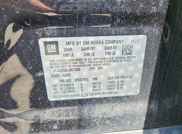KL4CJGSBXJB574350 2018 BUICK ENCORE Black Вид наклейки з VIN-кодом
