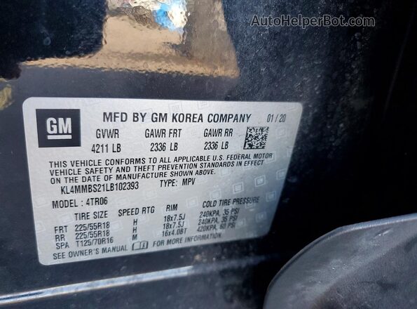 KL4MMBS21LB102393 2020 BUICK ENCORE Black Vista del compartimento del motor