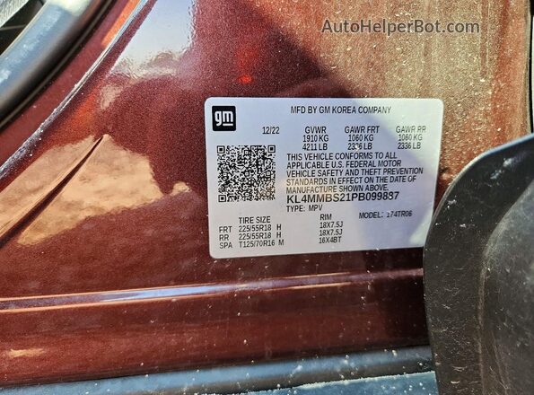 KL4MMBS21PB099887 2023 BUICK ENCORE Maroon 360 interior view