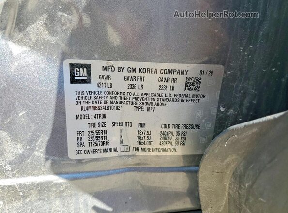 KL4MMBS24LB101027 2020 BUICK ENCORE Gray Vista de la etiqueta del VIN
