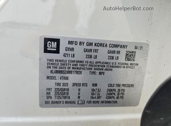 KL4MMBS24MB179826 2021 BUICK ENCORE White Շարժիչի բաժամունքի տեսք