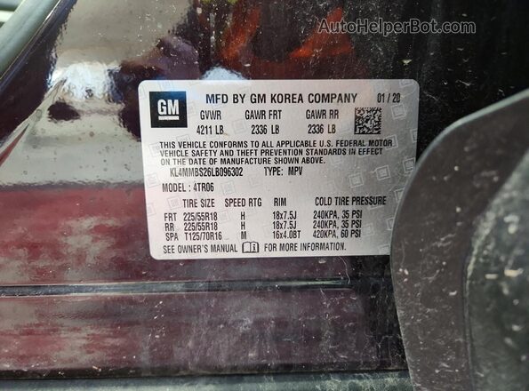 KL4MMBS26LB096302 2020 BUICK ENCORE Purple VIN կոդի պիտակի տեսք