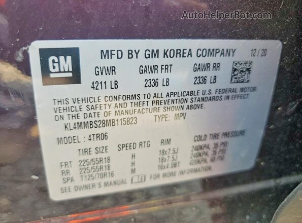 KL4MMBS28MB115823 2021 BUICK ENCORE Purple Widok komory silnika