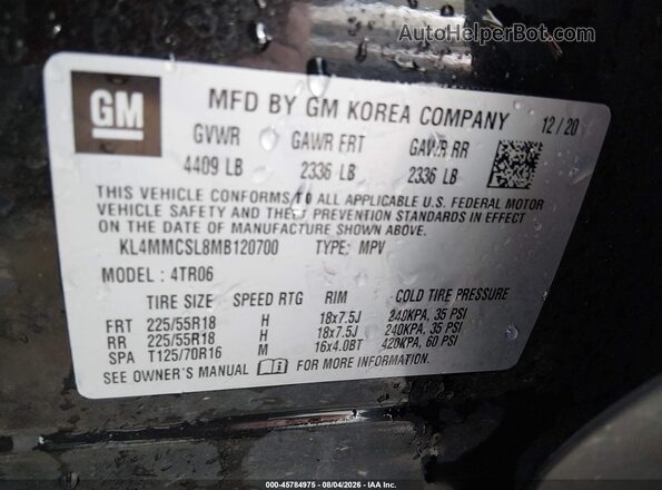 KL4MMCSL8MB120700 2021 BUICK ENCORE Black ძრავის განყოფილების ხედი