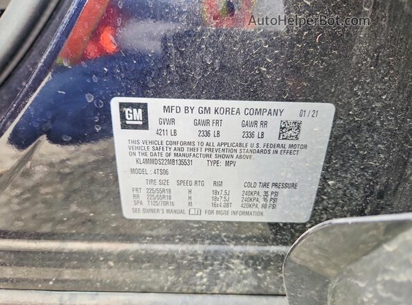 KL4MMDS22MB135531 2021 BUICK ENCORE Black VIN կոդի պիտակի տեսք