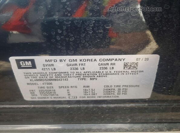 KL4MMDS28MB042142 2021 BUICK ENCORE Blue VIN կոդի պիտակի տեսք
