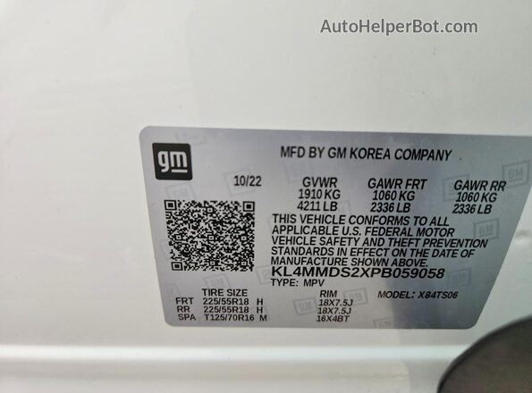 KL4MMDS2XPB059058 2023 BUICK ENCORE White Вид підкапотного простору