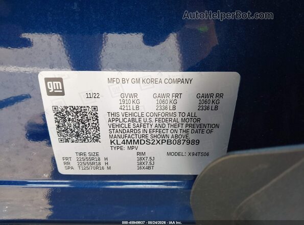 KL4MMDS2XPB087989 2023 BUICK ENCORE Blue Engine compartment view