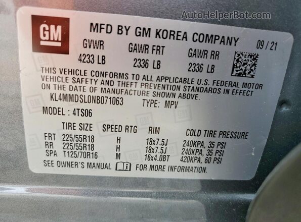 KL4MMDSL0NB071063 2022 BUICK ENCORE Серый Вид подкапотного пространства