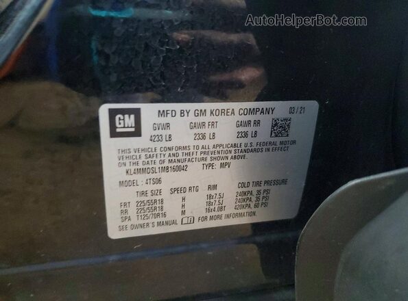 KL4MMDSL1MB160042 2021 BUICK ENCORE Black VIN կոդի պիտակի տեսք