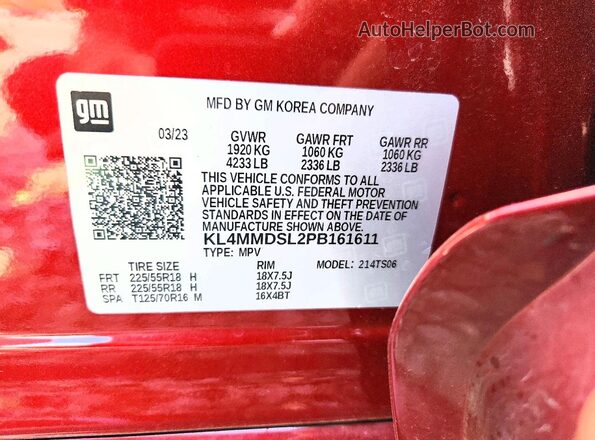 KL4MMDSL2PB161611 2023 BUICK ENCORE Burgundy 360 interior view
