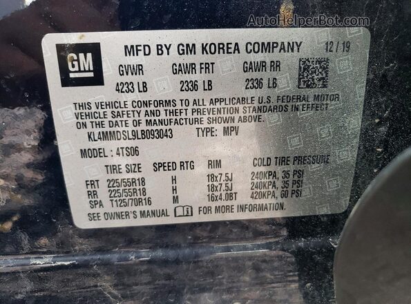 KL4MMDSL9LB093043 2020 BUICK ENCORE Black Widok komory silnika