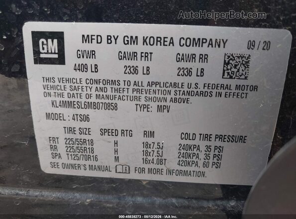 KL4MMESL6MB070858 2021 BUICK ENCORE Black Widok komory silnika