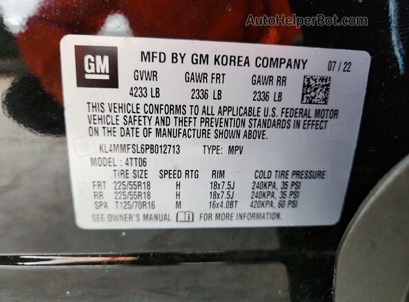 KL4MMFSL6PB012713 2023 BUICK ENCORE Black VIN կոդի պիտակի տեսք