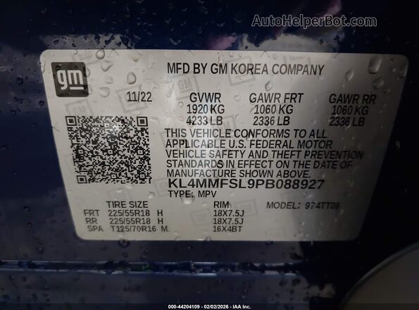 KL4MMFSL9PB088927 2023 BUICK ENCORE Blue ძრავის განყოფილების ხედი