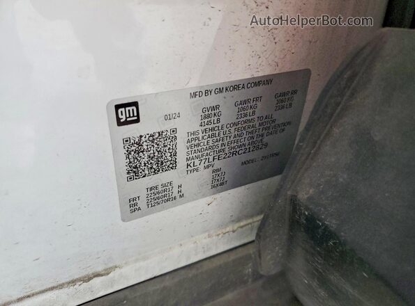 KL77LFE22RC212829 2024 CHEVROLET TRAX White ძრავის განყოფილების ხედი
