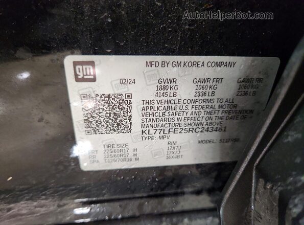 KL77LFE25RC243461 2024 CHEVROLET TRAX Черный Вид подкапотного пространства