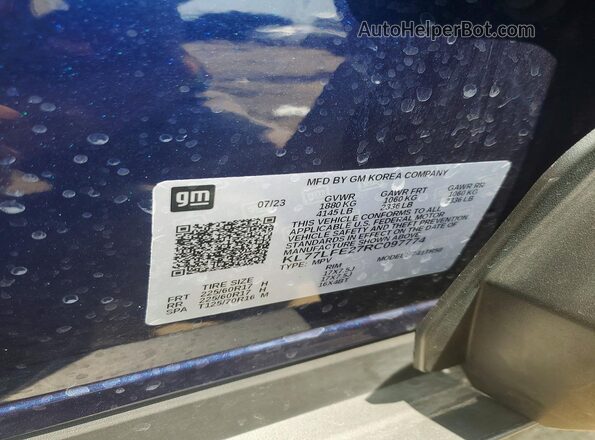 KL77LFE27RC097774 2024 CHEVROLET TRAX Blue VIN sticker view