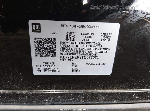 KL77LFEP3TC082031 2026 CHEVROLET TRAX Black ძრავის განყოფილების ხედი