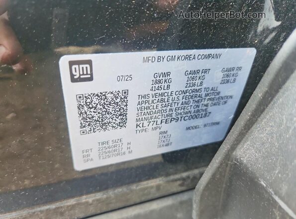 KL77LFEP9TC000187 2026 CHEVROLET TRAX Black ძრავის განყოფილების ხედი