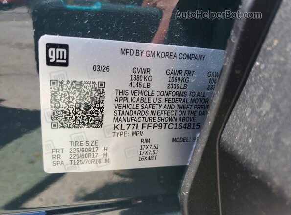 KL77LFEP9TC164815 2026 CHEVROLET TRAX Gray Vista interior de 360 grados