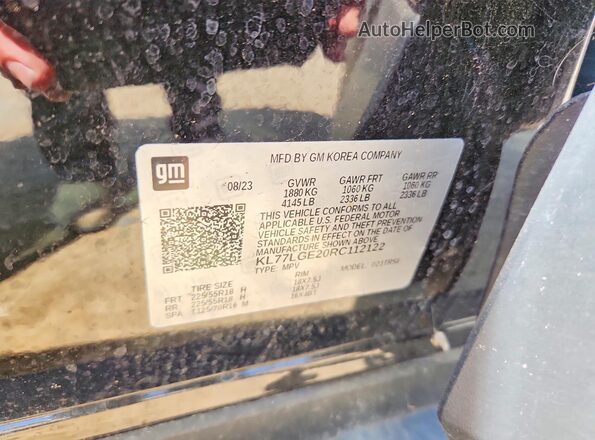 KL77LGE20RC112122 2024 CHEVROLET TRAX Black VIN կոդի պիտակի տեսք