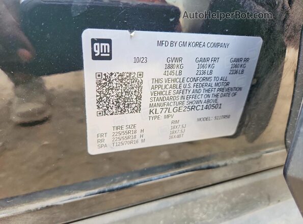 KL77LGE25RC140501 2024 CHEVROLET TRAX Black VIN կոդի պիտակի տեսք