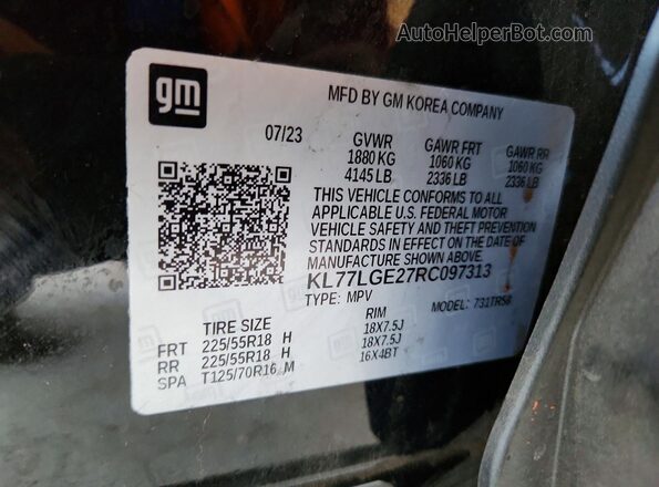 KL77LGE27RC097313 2024 CHEVROLET TRAX Черный Вид подкапотного пространства