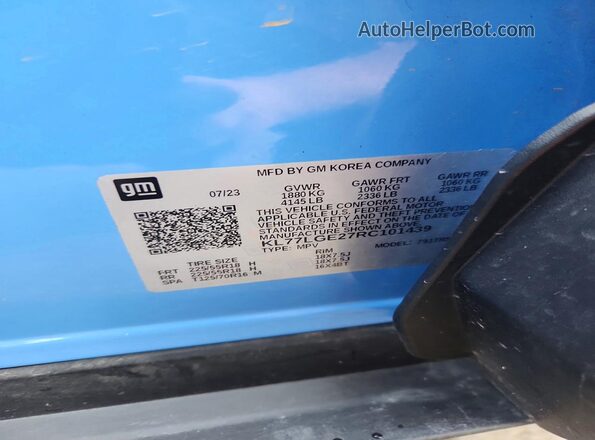 KL77LGE27RC101439 2024 CHEVROLET TRAX Blue Vista interior de 360 grados