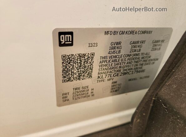 KL77LGE29RC179446 2024 CHEVROLET TRAX White Widok komory silnika