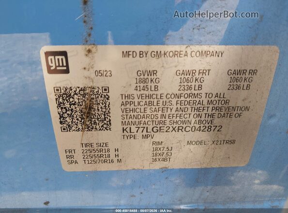 KL77LGE2XRC042872 2024 CHEVROLET TRAX Blue Вид підкапотного простору