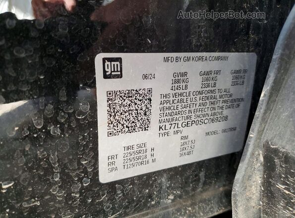 KL77LGEP0SC069208 2025 CHEVROLET TRAX Black VIN კოდის სტიკერის ხედი