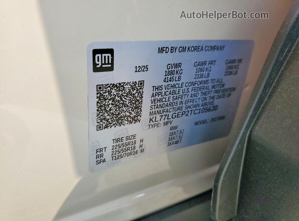 KL77LGEP2TC105630 2026 CHEVROLET TRAX Tan VIN კოდის სტიკერის ხედი