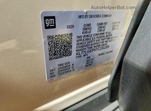 KL77LGEP5TC151209 2026 CHEVROLET TRAX Cream ძრავის განყოფილების ხედი