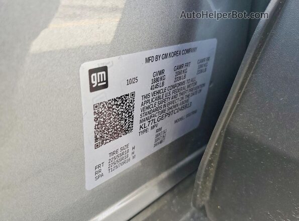 KL77LGEP9TC045913 2026 CHEVROLET TRAX Gray Widok wnętrza 360 stopni