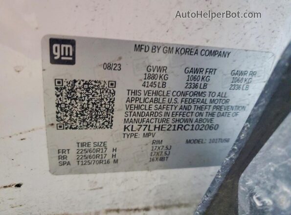 KL77LHE21RC102060 2024 CHEVROLET TRAX Белый Вид подкапотного пространства