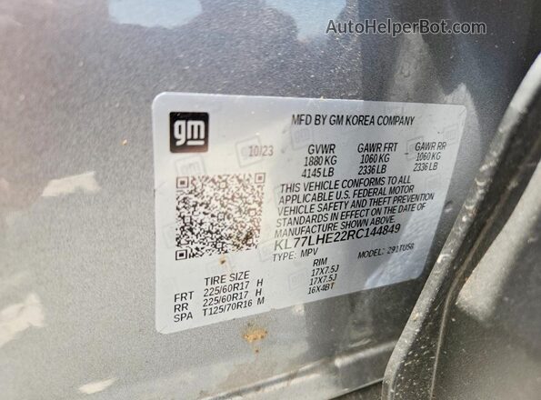 KL77LHE22RC144849 2024 CHEVROLET TRAX Silver Սալոնի 360 աստիճան տեսք