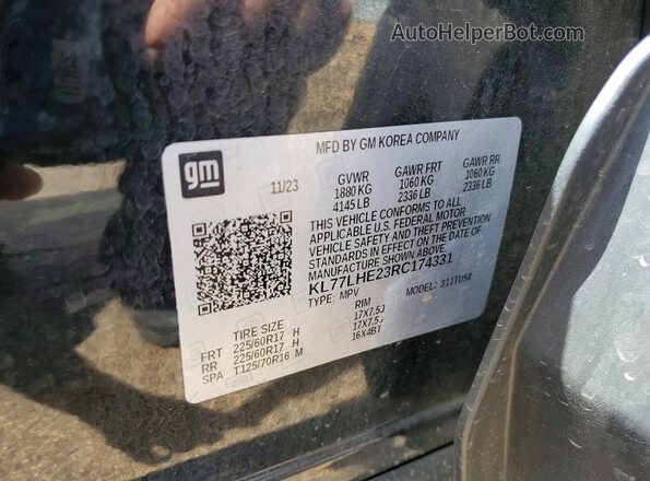 KL77LHE23RC174331 2024 CHEVROLET TRAX Black Engine compartment view