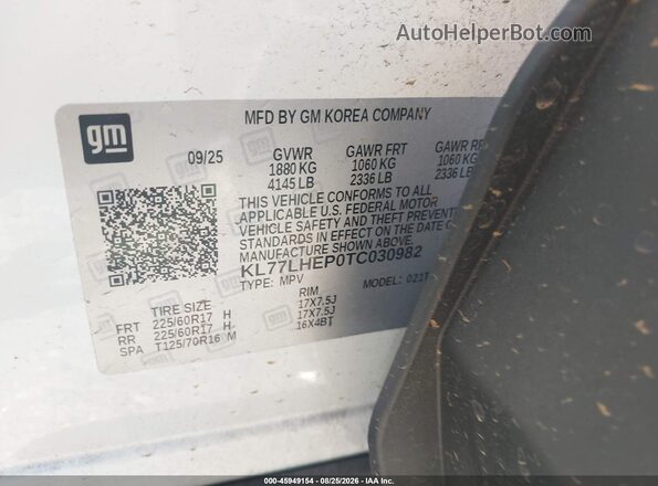 KL77LHEP0TC030982 2026 CHEVROLET TRAX White Շարժիչի բաժամունքի տեսք