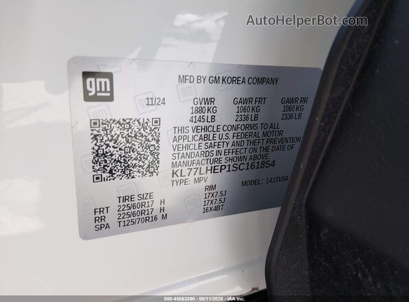 KL77LHEP1SC161854 2025 CHEVROLET TRAX White Engine compartment view
