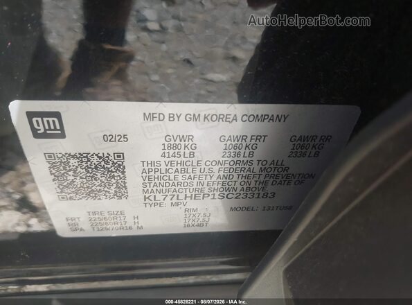 KL77LHEP1SC233183 2025 CHEVROLET TRAX Black Շարժիչի բաժամունքի տեսք