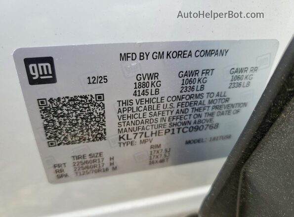KL77LHEP1TC090768 2026 CHEVROLET TRAX White Շարժիչի բաժամունքի տեսք