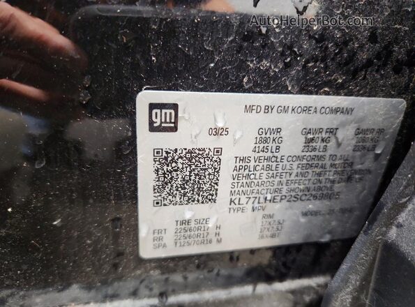 KL77LHEP2SC269805 2025 CHEVROLET TRAX Black Widok wnętrza 360 stopni
