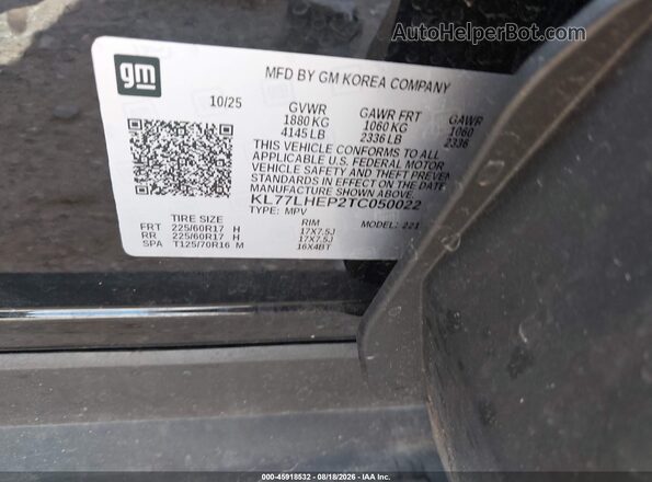 KL77LHEP2TC050022 2026 CHEVROLET TRAX Black Вид підкапотного простору