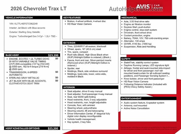 KL77LHEP2TC062249 2026 CHEVROLET TRAX Gray Vista del compartimento del motor