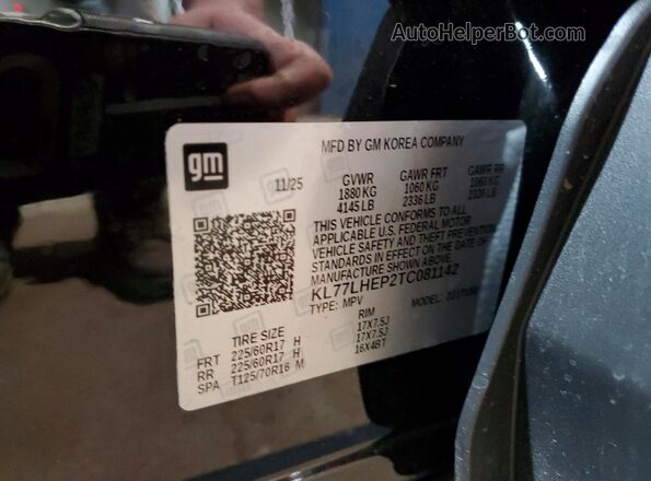 KL77LHEP2TC081142 2026 CHEVROLET TRAX Black Vista de la etiqueta del VIN